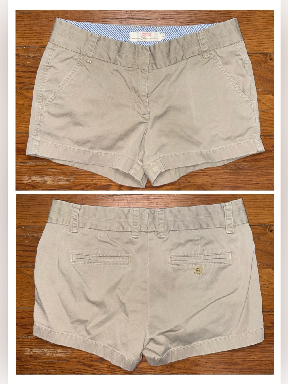 J. Crew Women’s Khaki Cotton Low Rise Chino 3.5” Broken-In Shorts! Size 2.